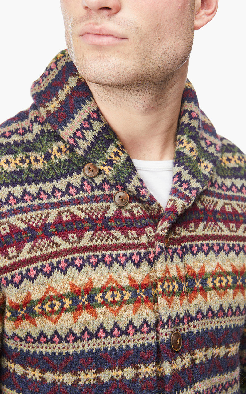 RRL Fairisle Shawl Collar Cardigan Brown/Multi