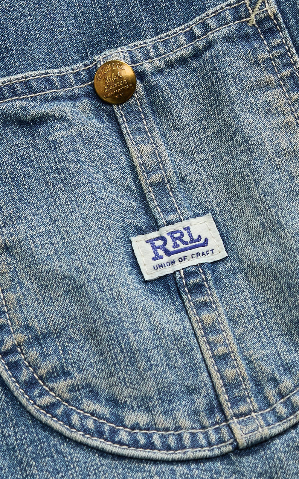 RRL Stockton Corduroy-Collar Indigo Denim Jacket Wrightsville Wash