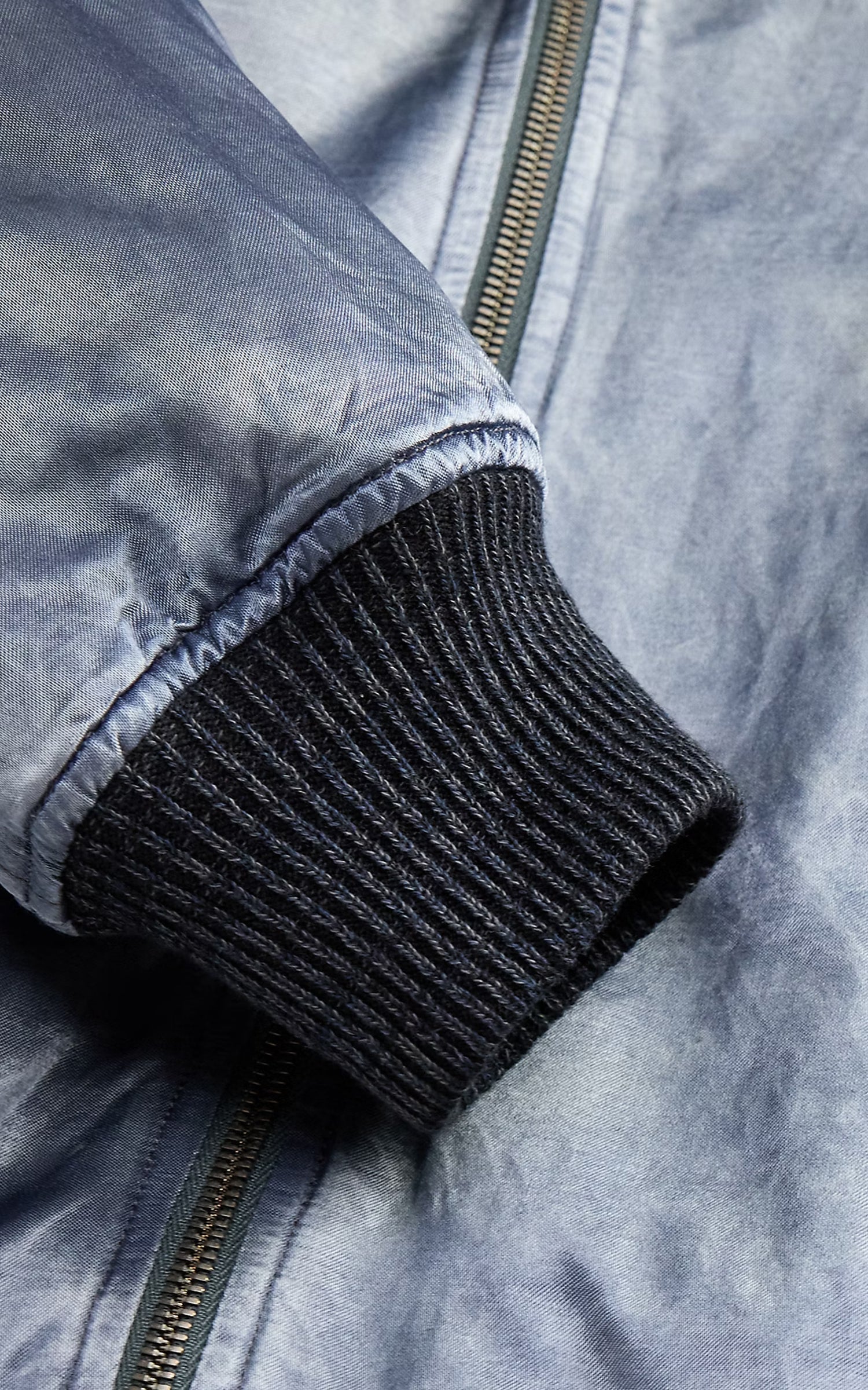 RRL Embroidered Satin Flight Jacket Vintage Blue