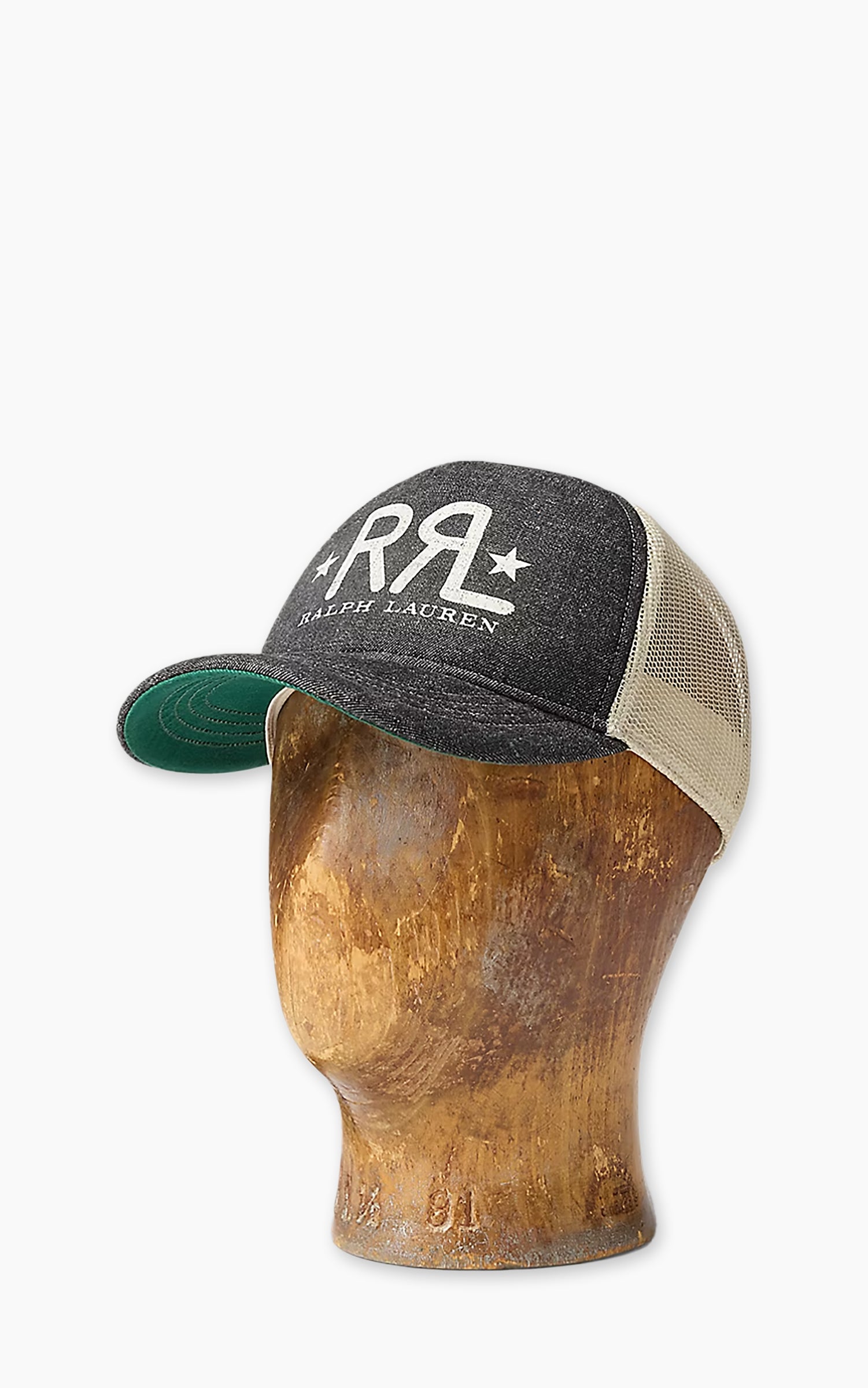 RRL Ranch Logo Denim Trucker Cap Black/White