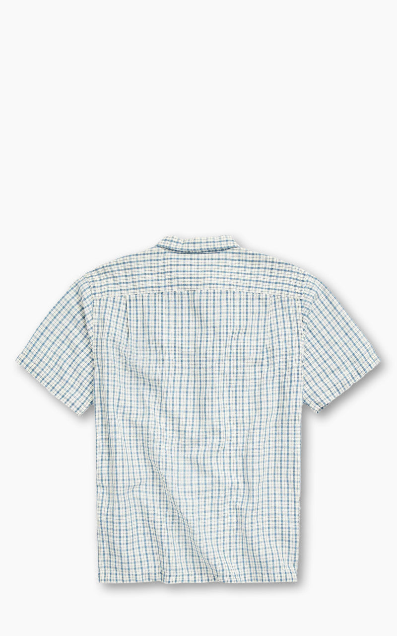 RRL Checked Cotton-Linen Camp Shirt Indigo/Cream