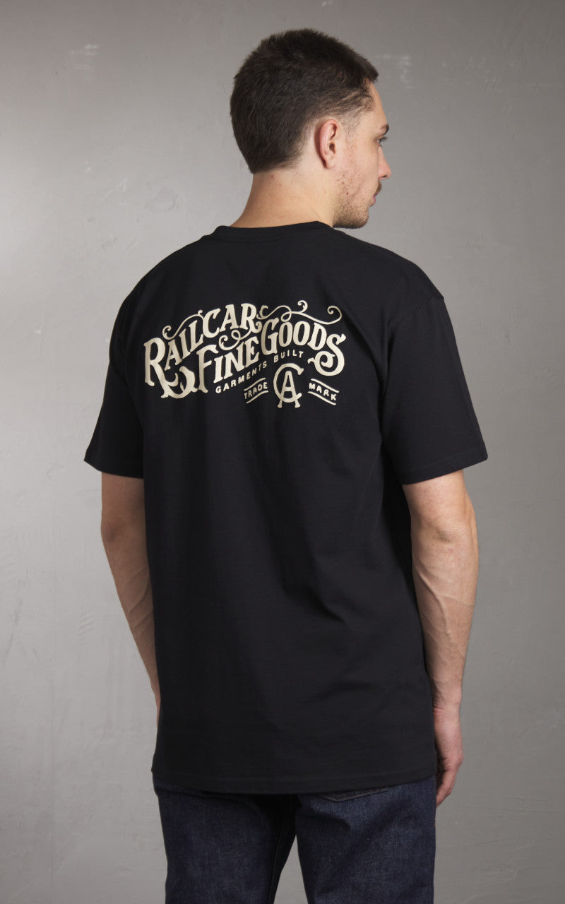 Railcar Fine Goods Typography Logo Tee Black