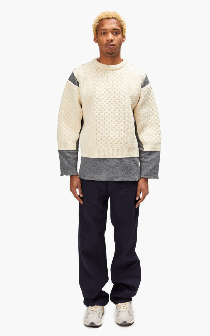 Needles Rebuild by Needles Fisherman Sweater Covered Grey Small