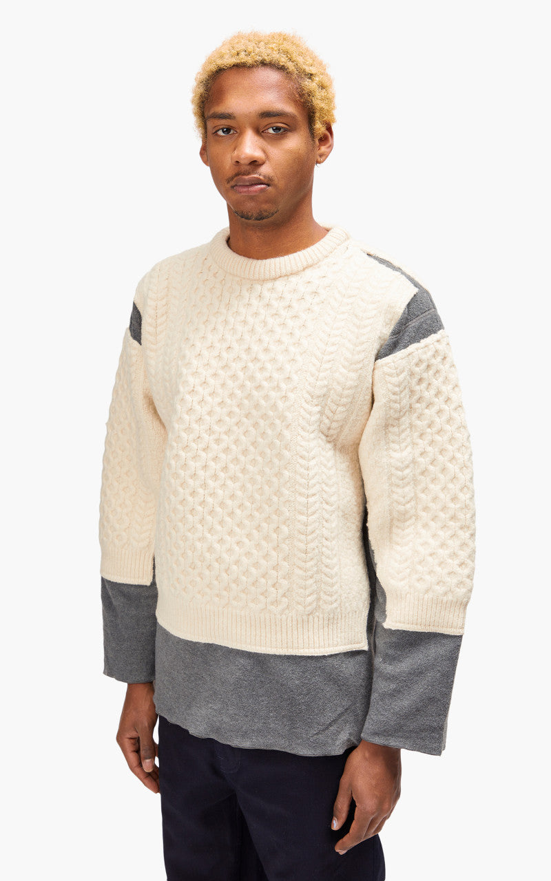 Needles Rebuild by Needles Fisherman Sweater Covered Grey Small