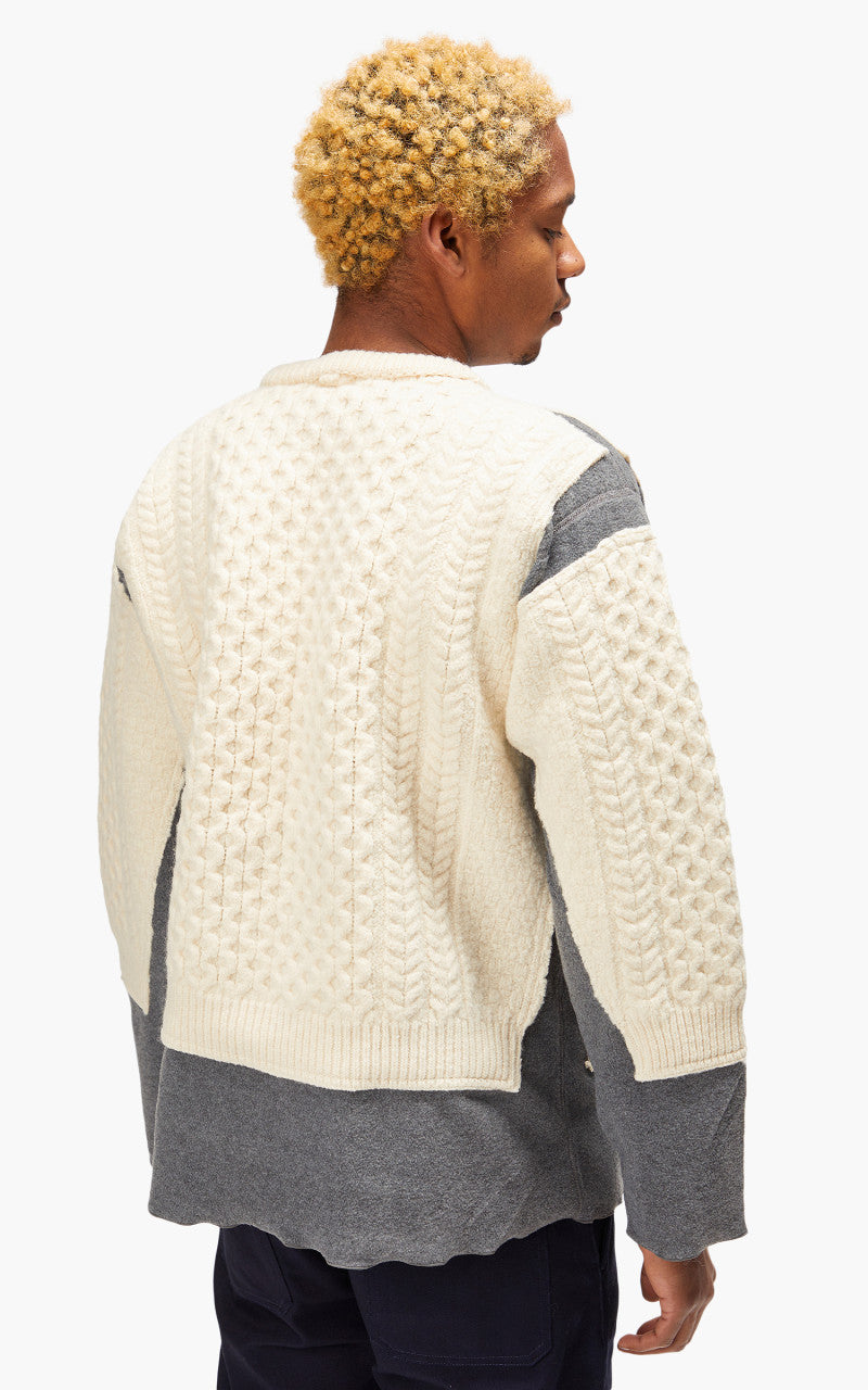 Needles Rebuild by Needles Fisherman Sweater Covered Grey Small