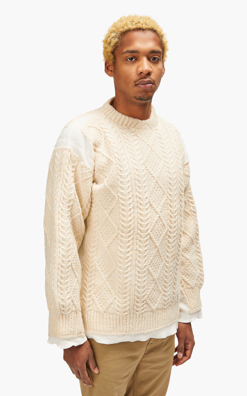 Needles Rebuild by Needles Fisherman Sweater Covered Off White Small