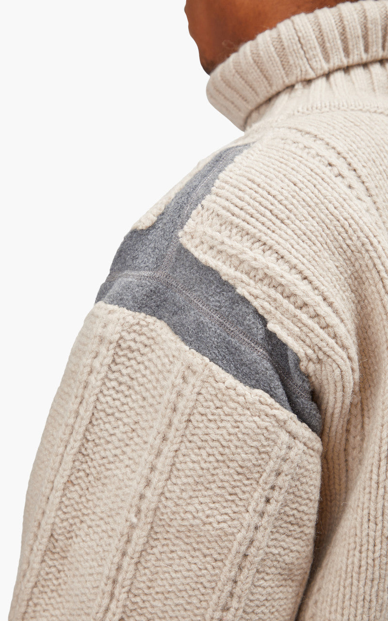 Needles Rebuild by Needles Fisherman Sweater Covered Grey Medium