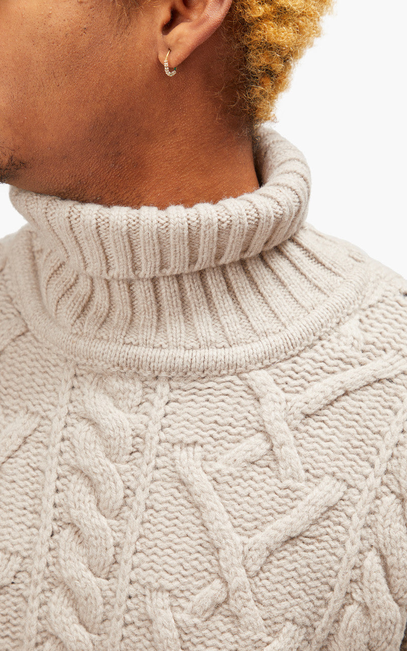 Needles Rebuild by Needles Fisherman Sweater Covered Grey Medium