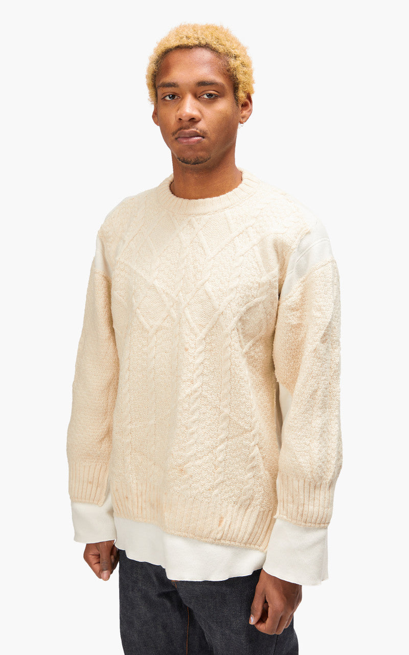 Needles Rebuild by Needles Fisherman Sweater Covered Off White Medium