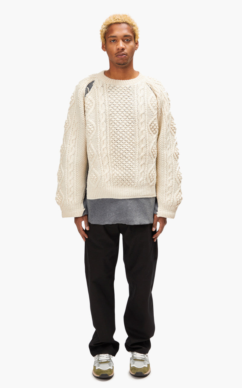 Needles Rebuild by Needles Fisherman Sweater Covered Grey Large