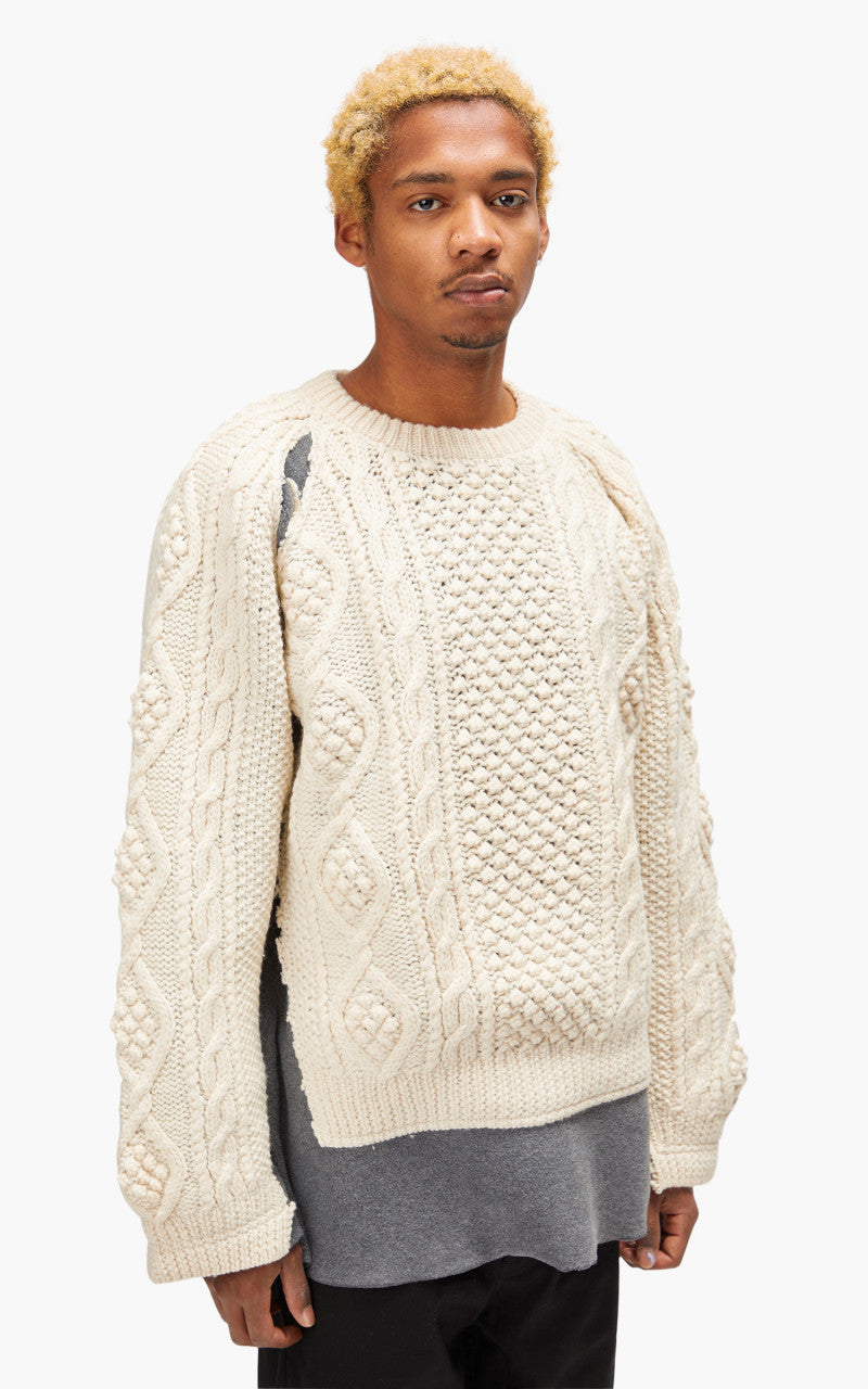 Needles Rebuild by Needles Fisherman Sweater Covered Grey Large