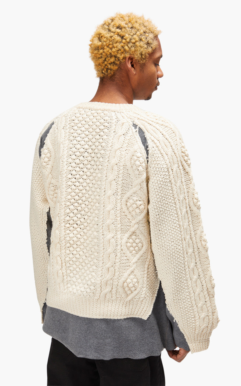 Needles Rebuild by Needles Fisherman Sweater Covered Grey Large