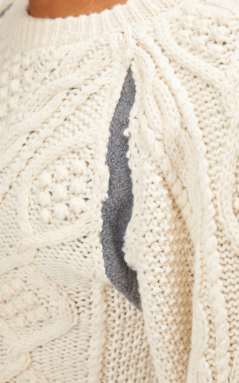 Needles Rebuild by Needles Fisherman Sweater Covered Grey Large