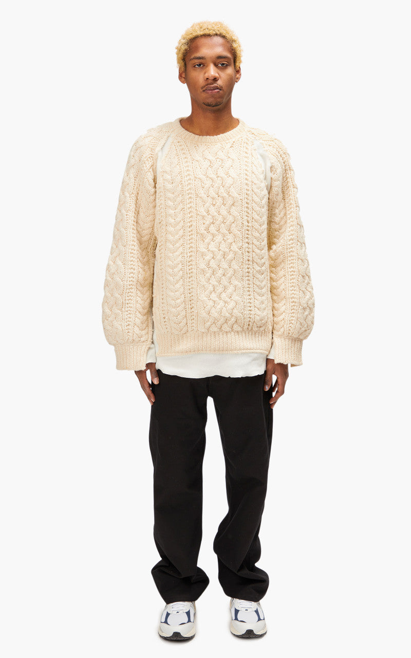 Needles Rebuild by Needles Fisherman Sweater Covered Off White Large