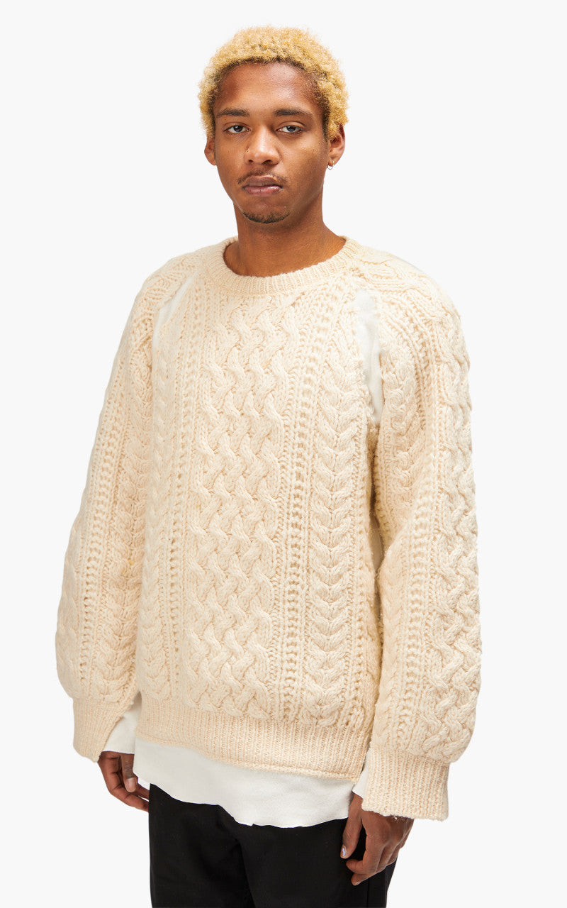 Needles Rebuild by Needles Fisherman Sweater Covered Off White Large