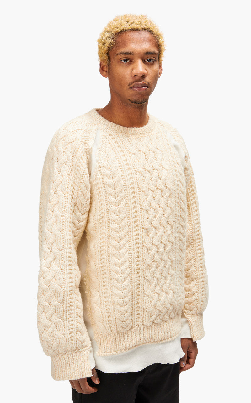 Needles Rebuild by Needles Fisherman Sweater Covered Off White Large