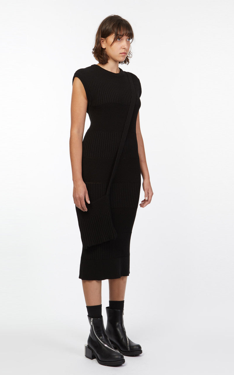 TheOpen Product Ribbed Block Knit Dress & Bag Black