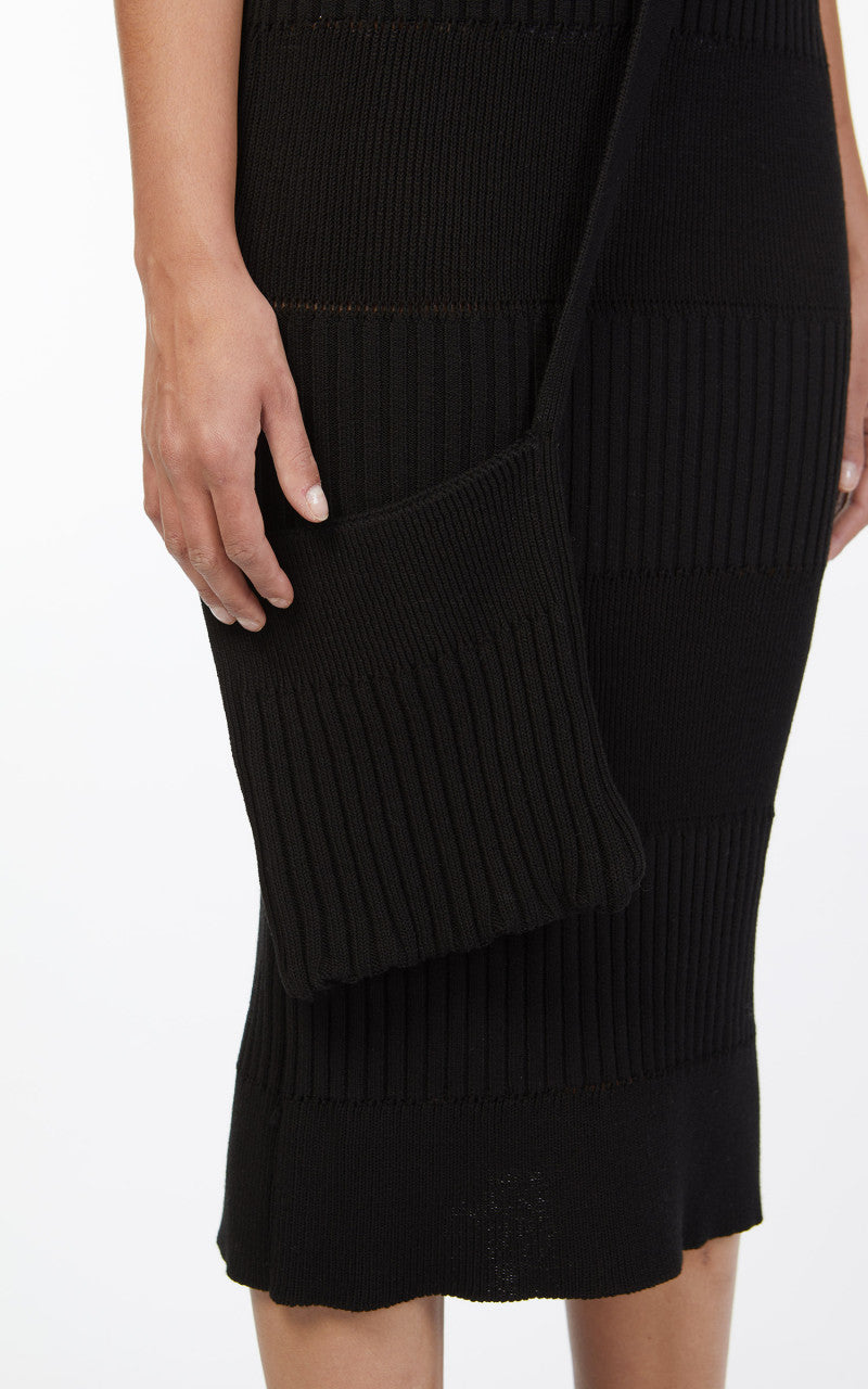 TheOpen Product Ribbed Block Knit Dress & Bag Black