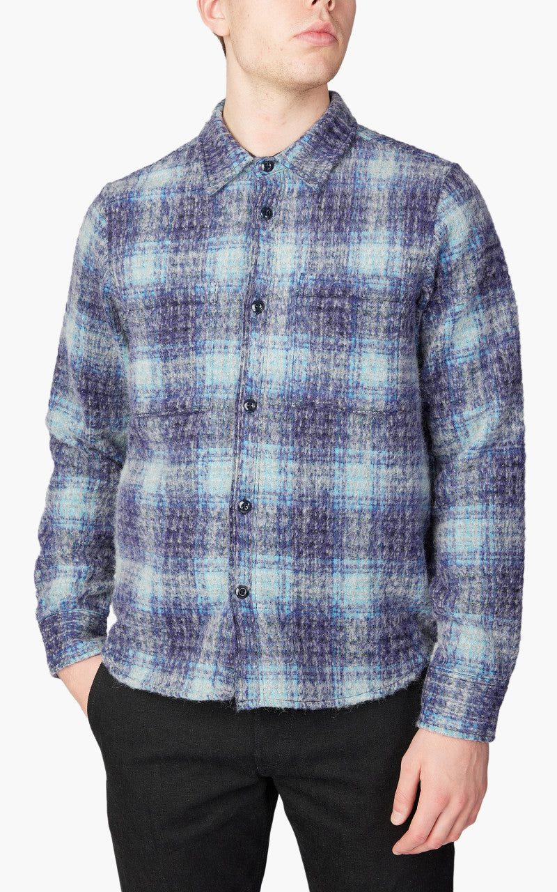 Rogue Territory Plaid Wool Utility Shirt Blue