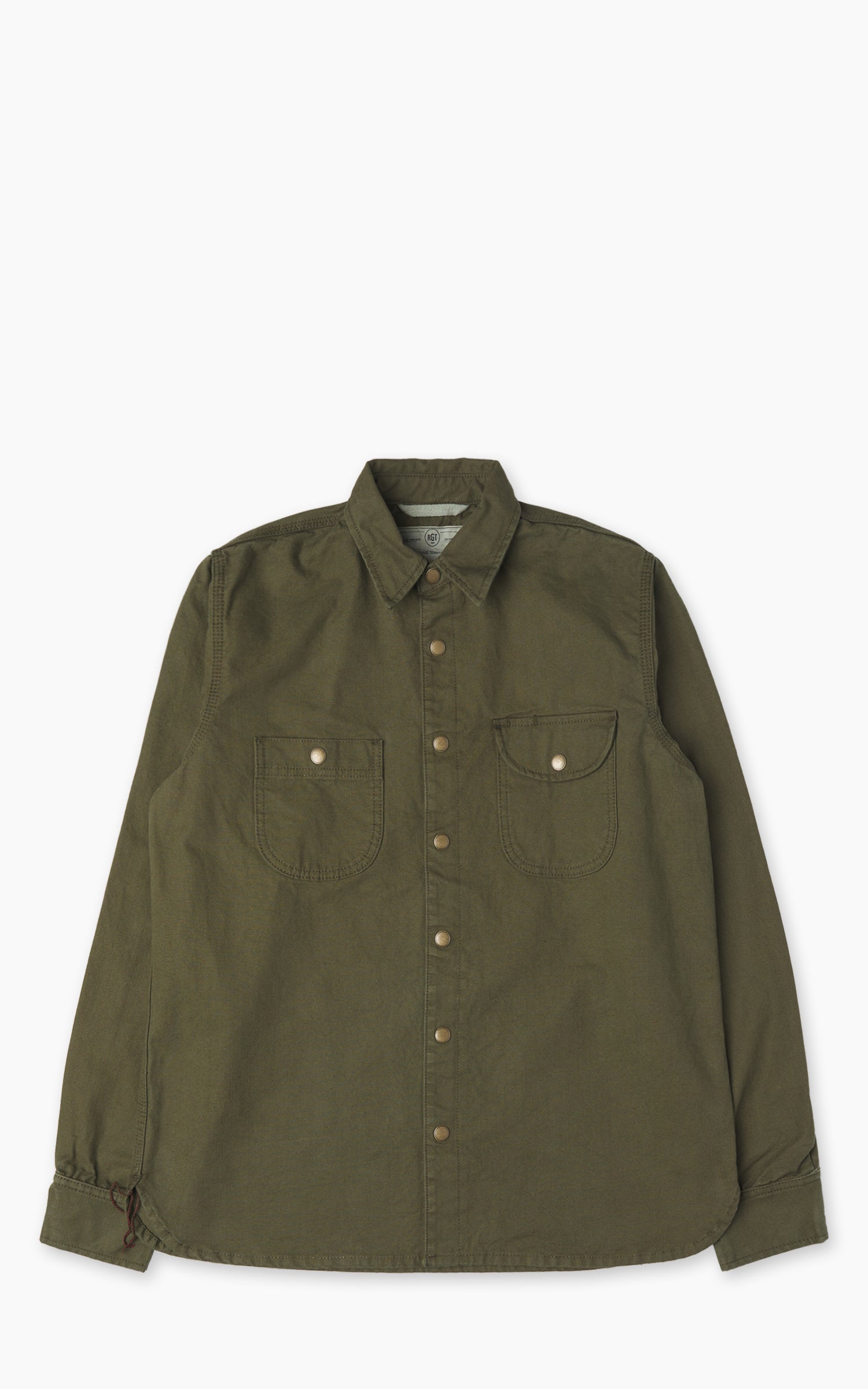 Rogue Territory Work Shirt Dyed Canvas Selvedge Olive