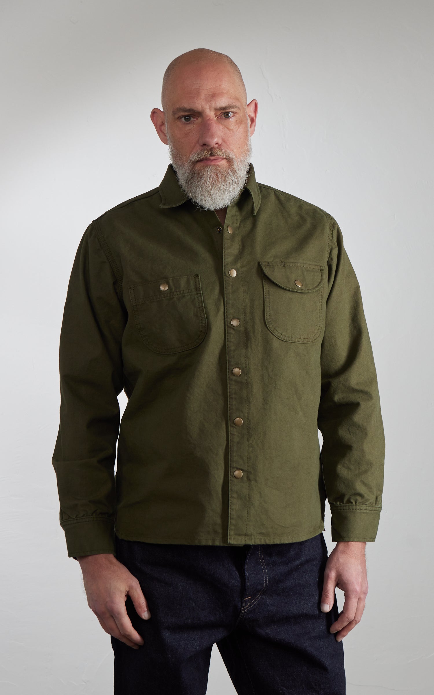 Rogue Territory Work Shirt Dyed Canvas Selvedge Olive