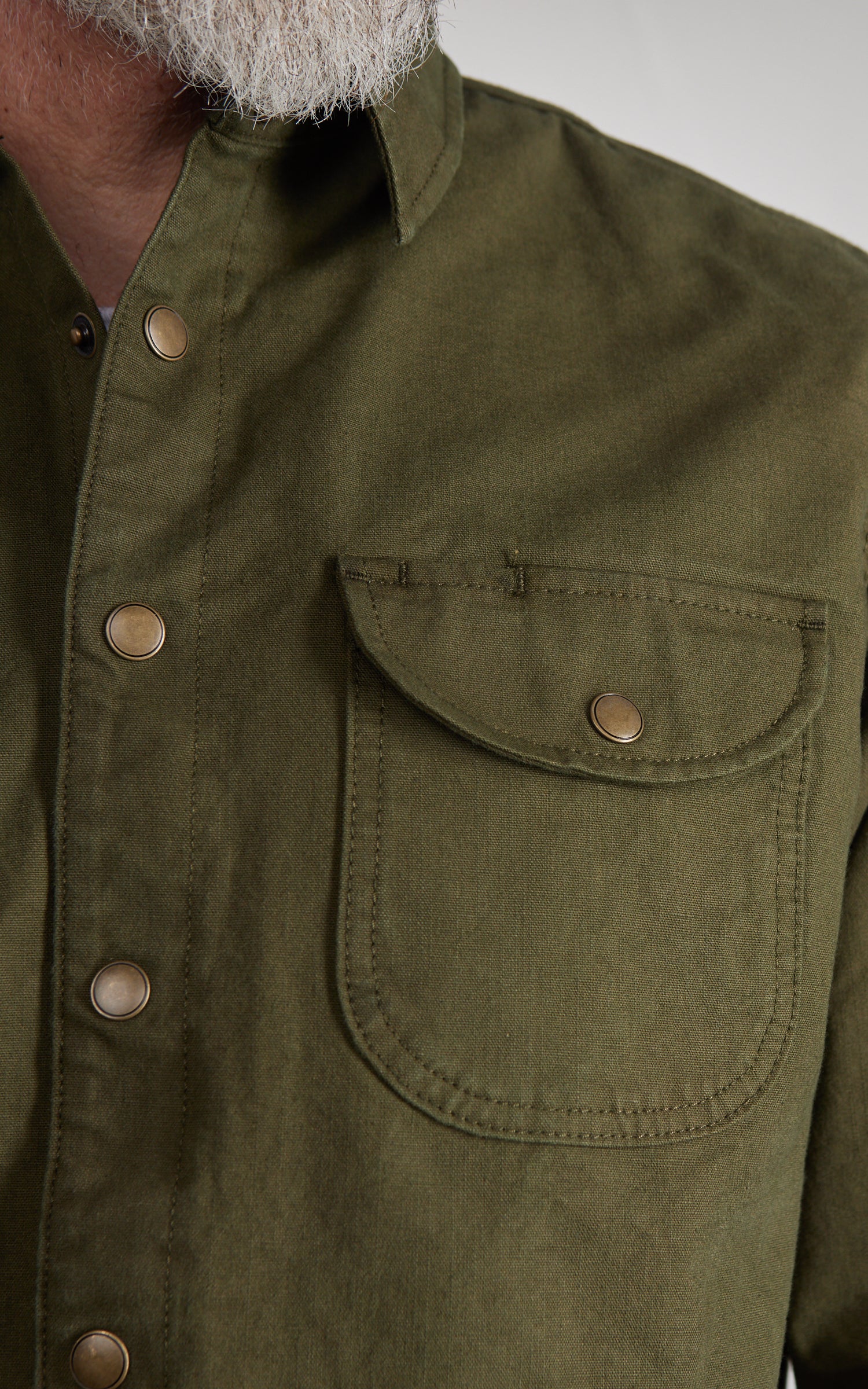 Rogue Territory Work Shirt Dyed Canvas Selvedge Olive