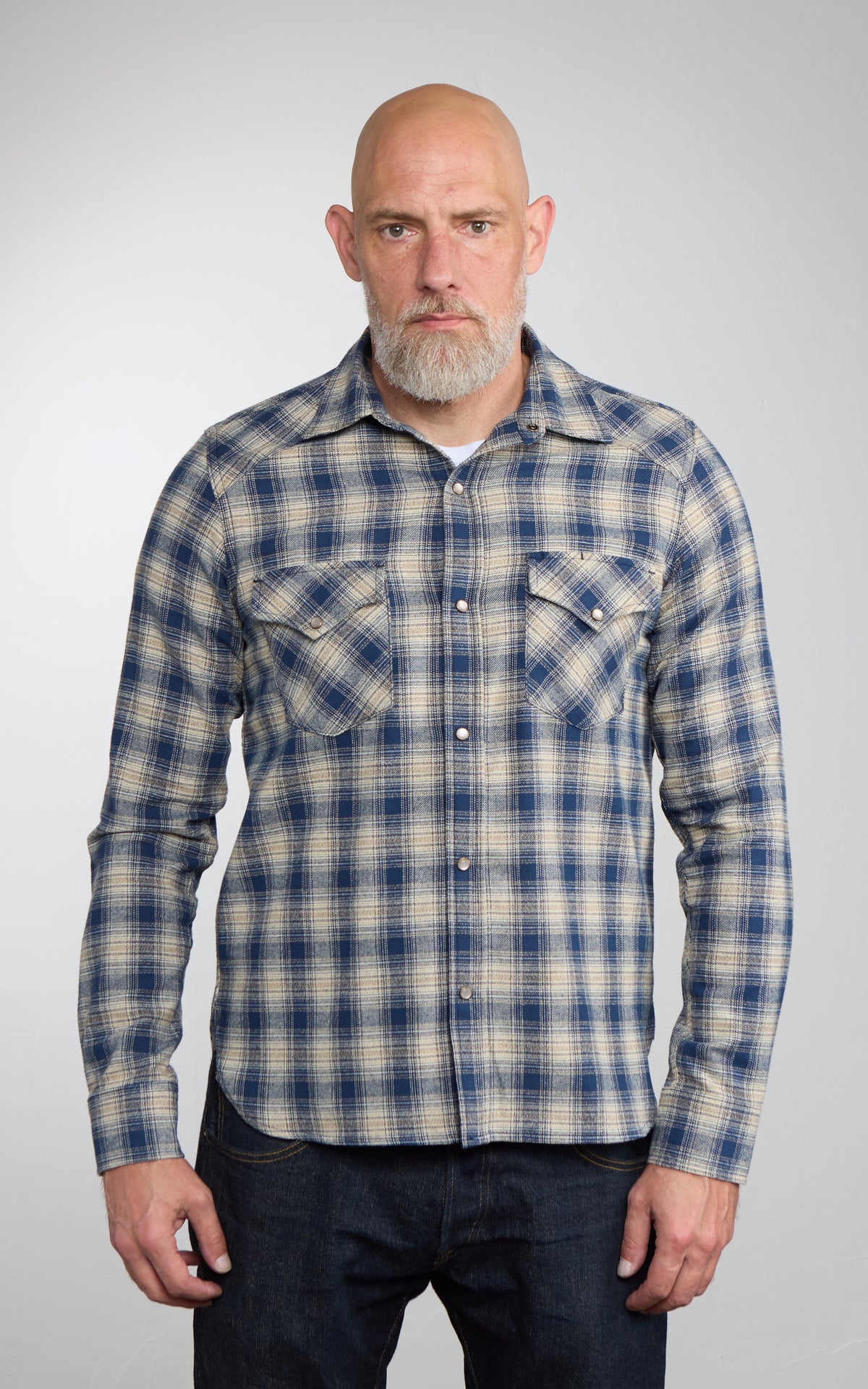 Rogue Territory Western Shirt Navy Plaid