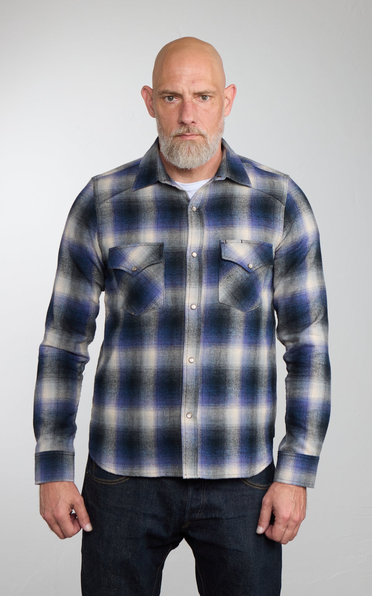 Rogue Territory Western Shirt Bluebell Brushed Plaid