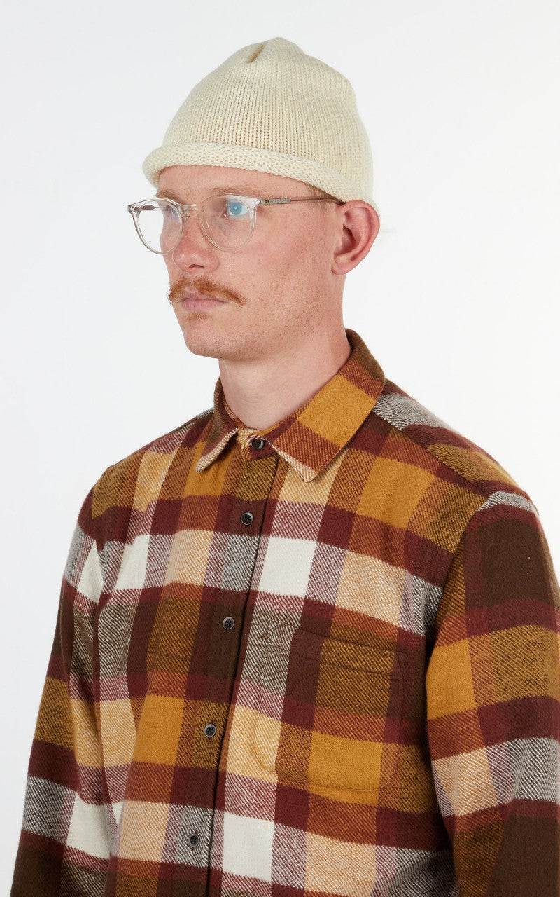 Leuchtfeuer-Strickwaren Rollrand Knit Wool Beanie White