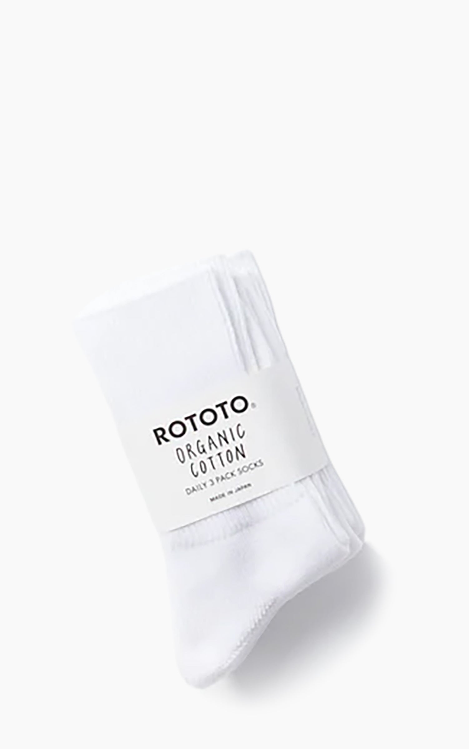 Rototo R1427 Organic Daily 3-Pack Ribbed Crew Socks White