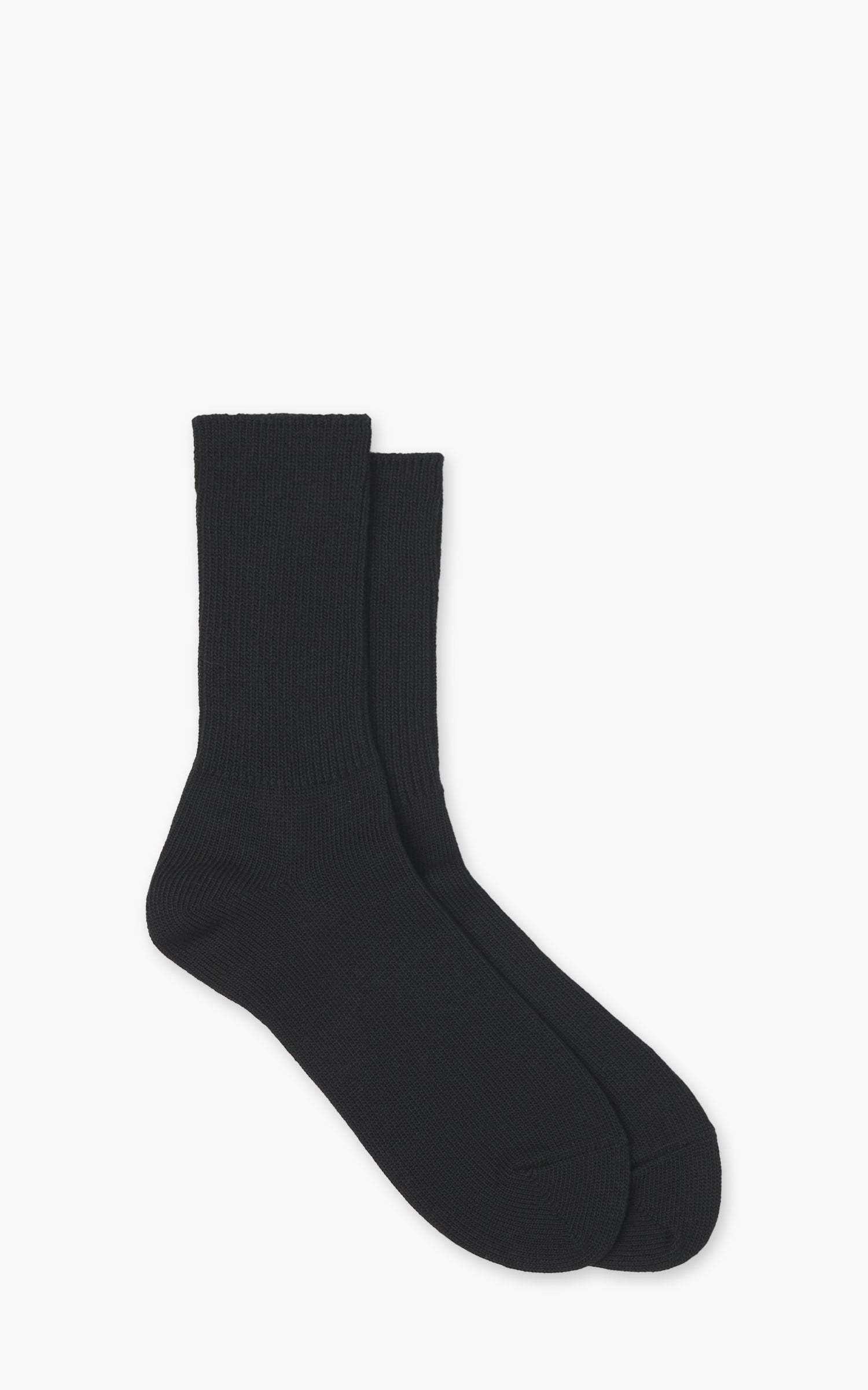 Rototo R1427 Organic Daily 3-Pack Ribbed Crew Socks Black