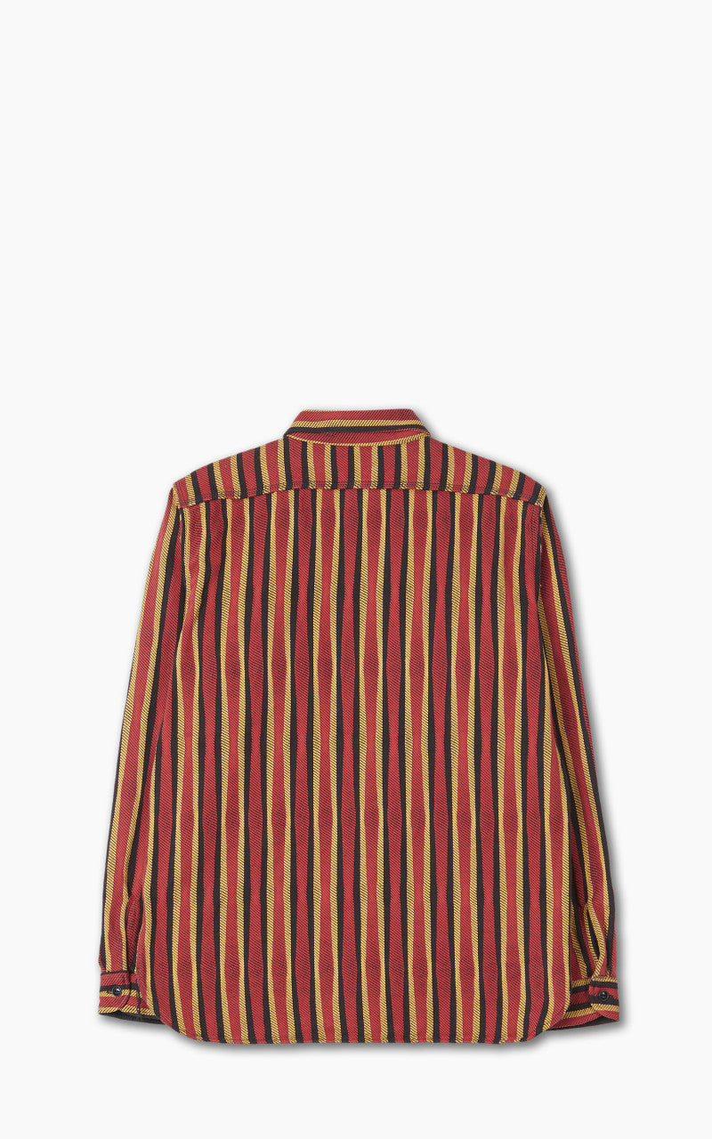 Samurai Jeans SDN23-01 “Drunk Stripe" Flannel Work Shirt Red