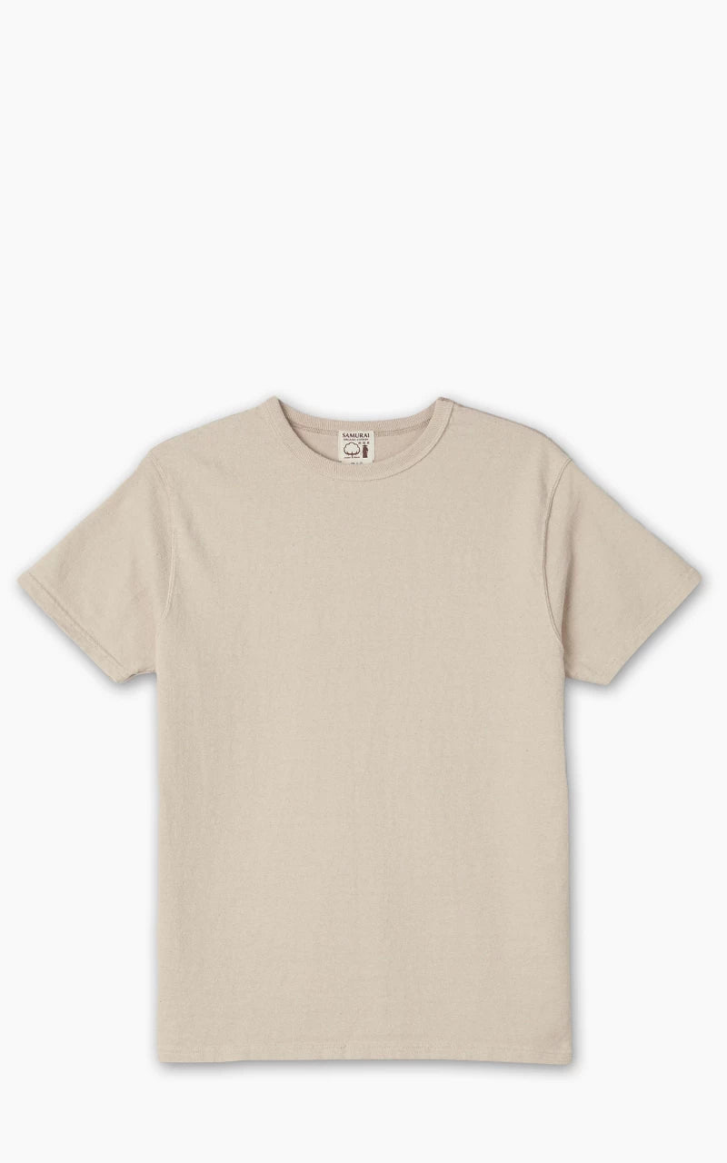 Samurai Jeans SJST-SC01 Japanese Cotton Made Crew Neck Tee Natural