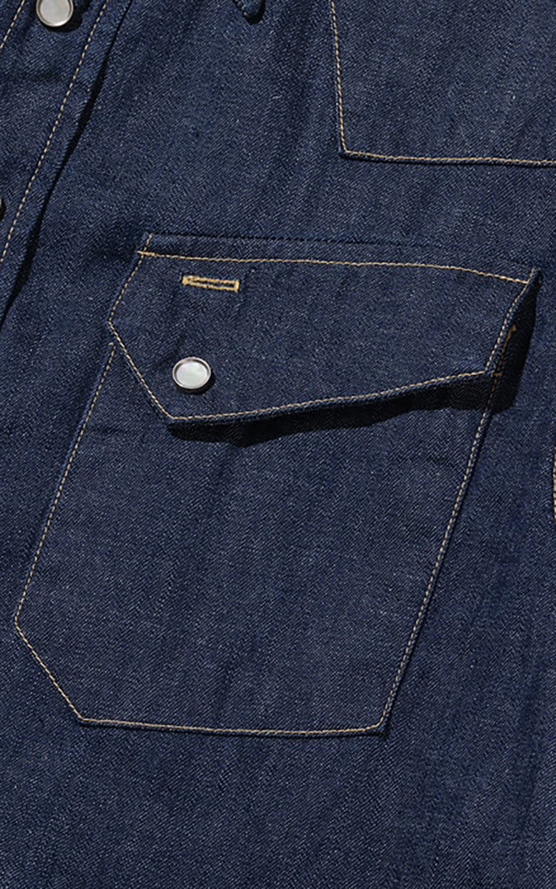 Sugar Cane SC28190 Blue Denim Western Shirt One Wash Indigo