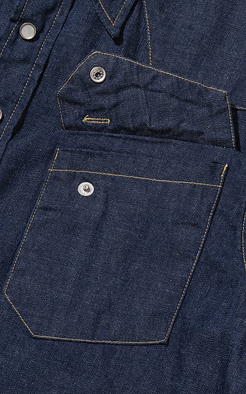 Sugar Cane SC28190 Blue Denim Western Shirt One Wash Indigo