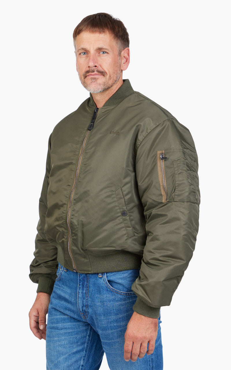 Schott NYC Airforce 90s Fit MA-1 Bomber Jacket Army Khaki