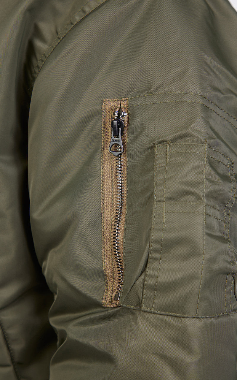 Schott NYC Airforce 90s Fit MA-1 Bomber Jacket Army Khaki