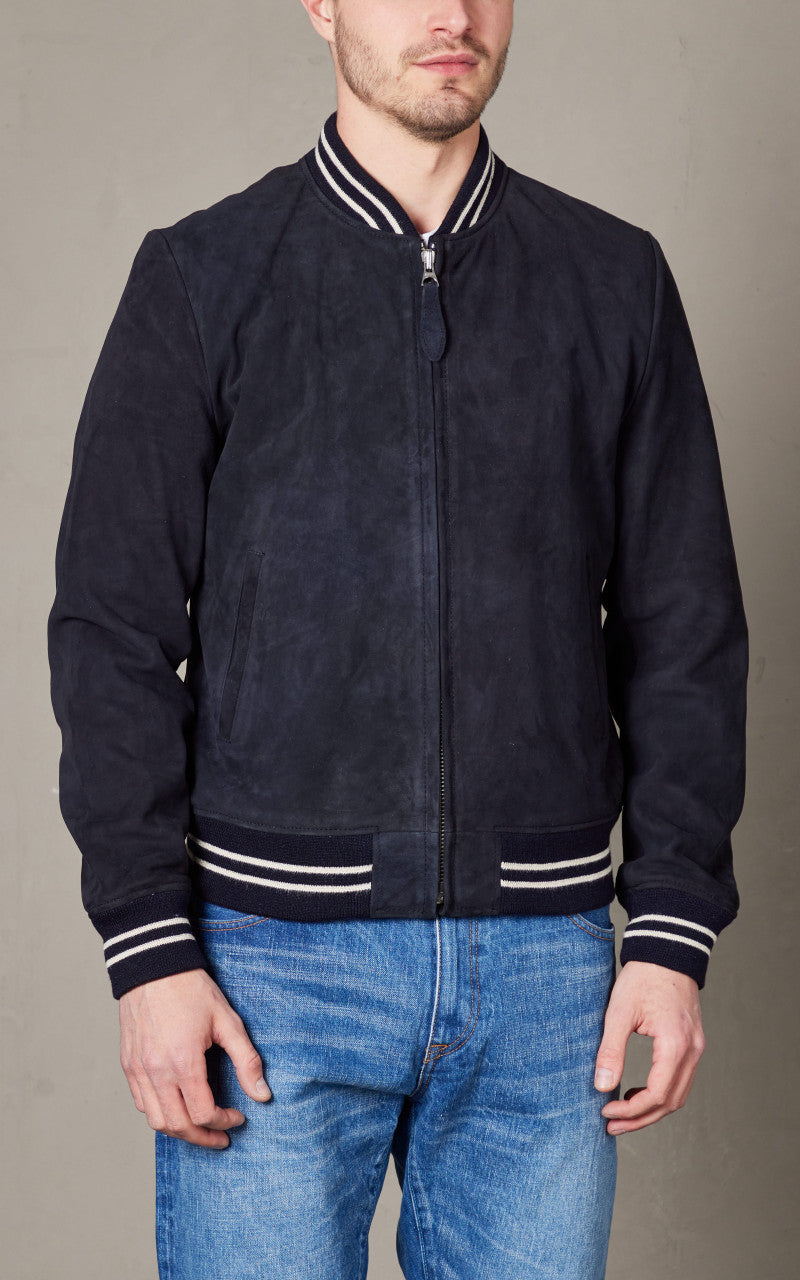 Schott NYC LC300STRIPE Casual Bomber Jacket Navy