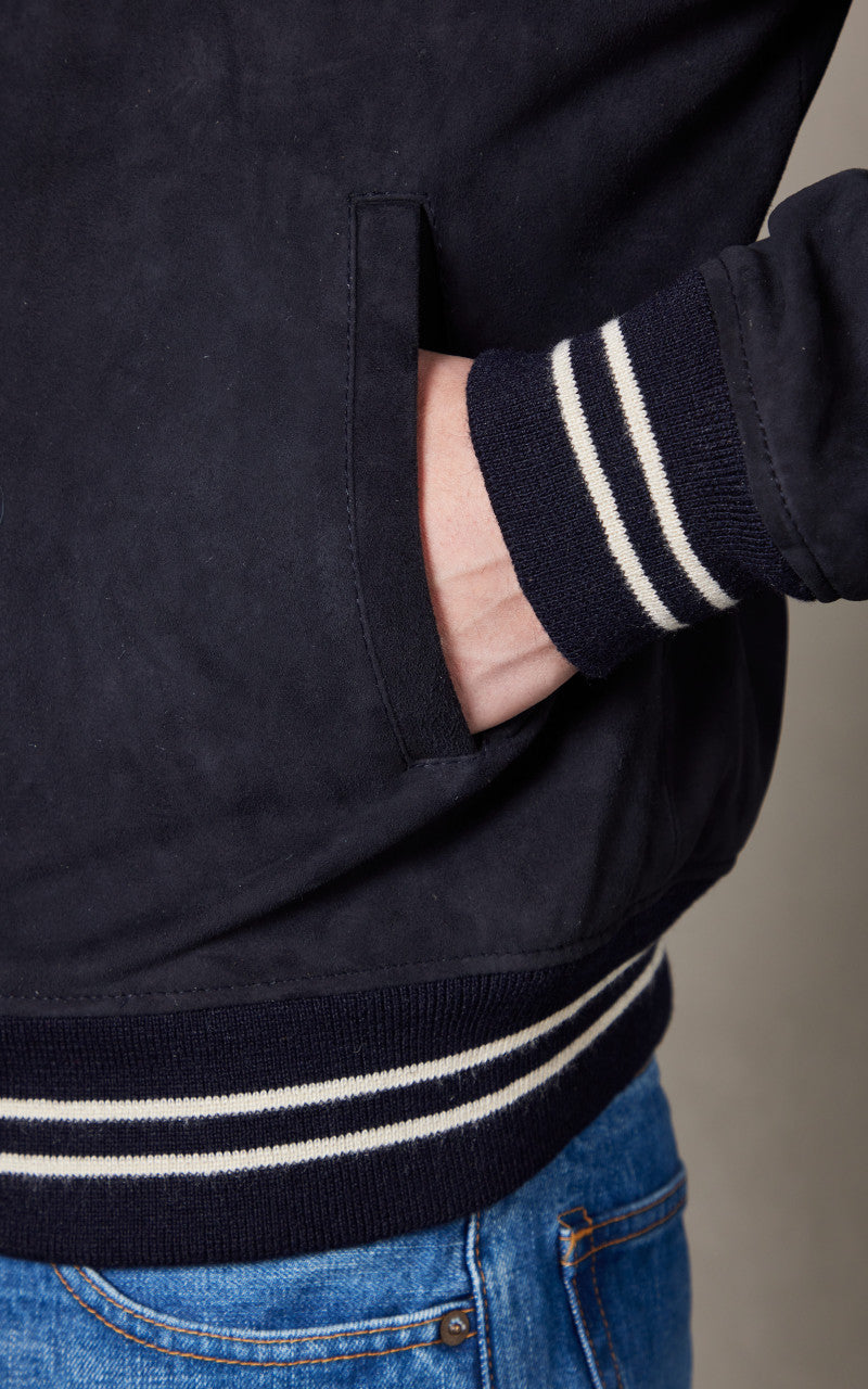 Schott NYC LC300STRIPE Casual Bomber Jacket Navy