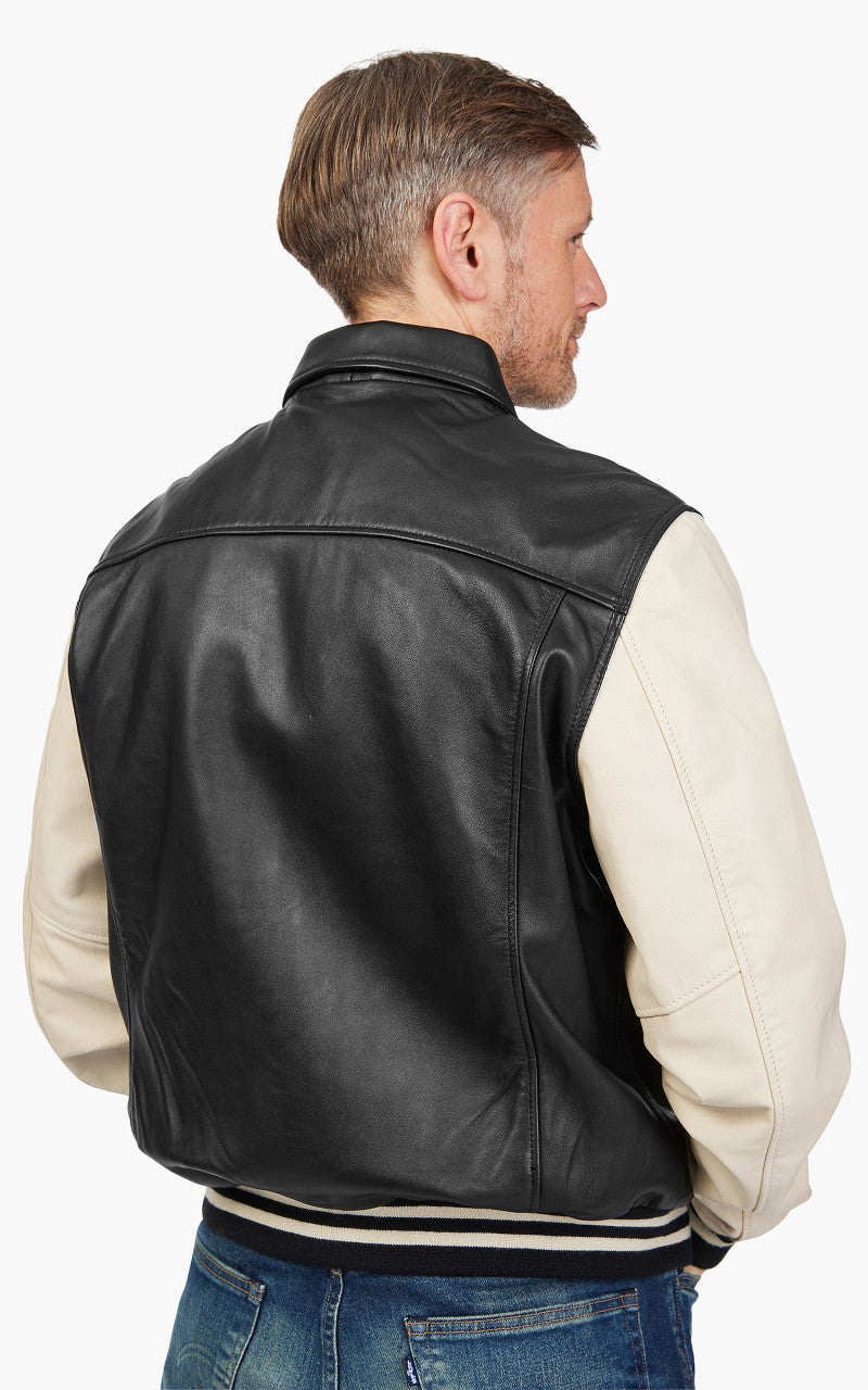 Schott NYC LCCOACHVARS Varsity Jacket Leather Black/Off White