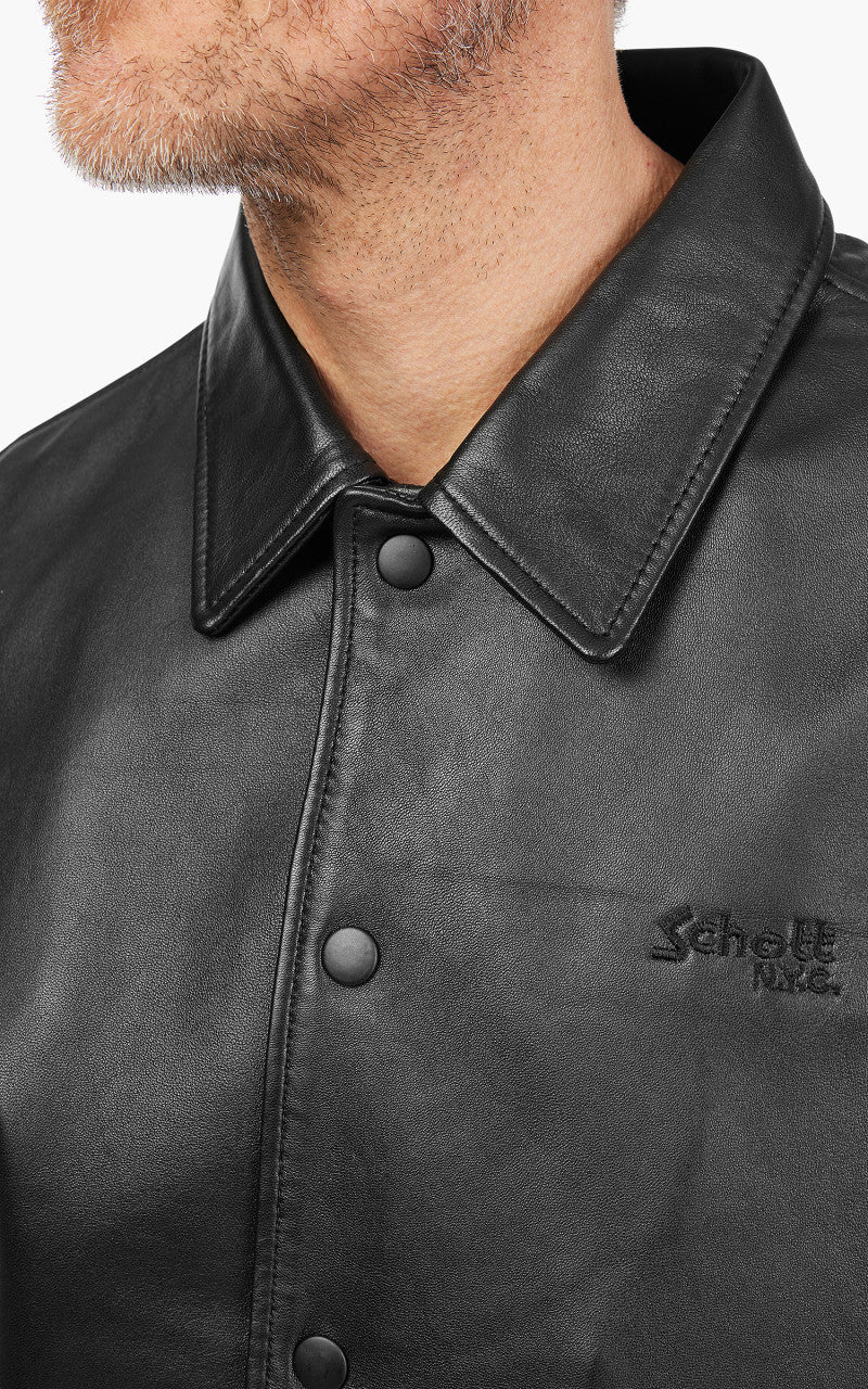 Schott NYC LCCOACHVARS Varsity Jacket Leather Black/Off White