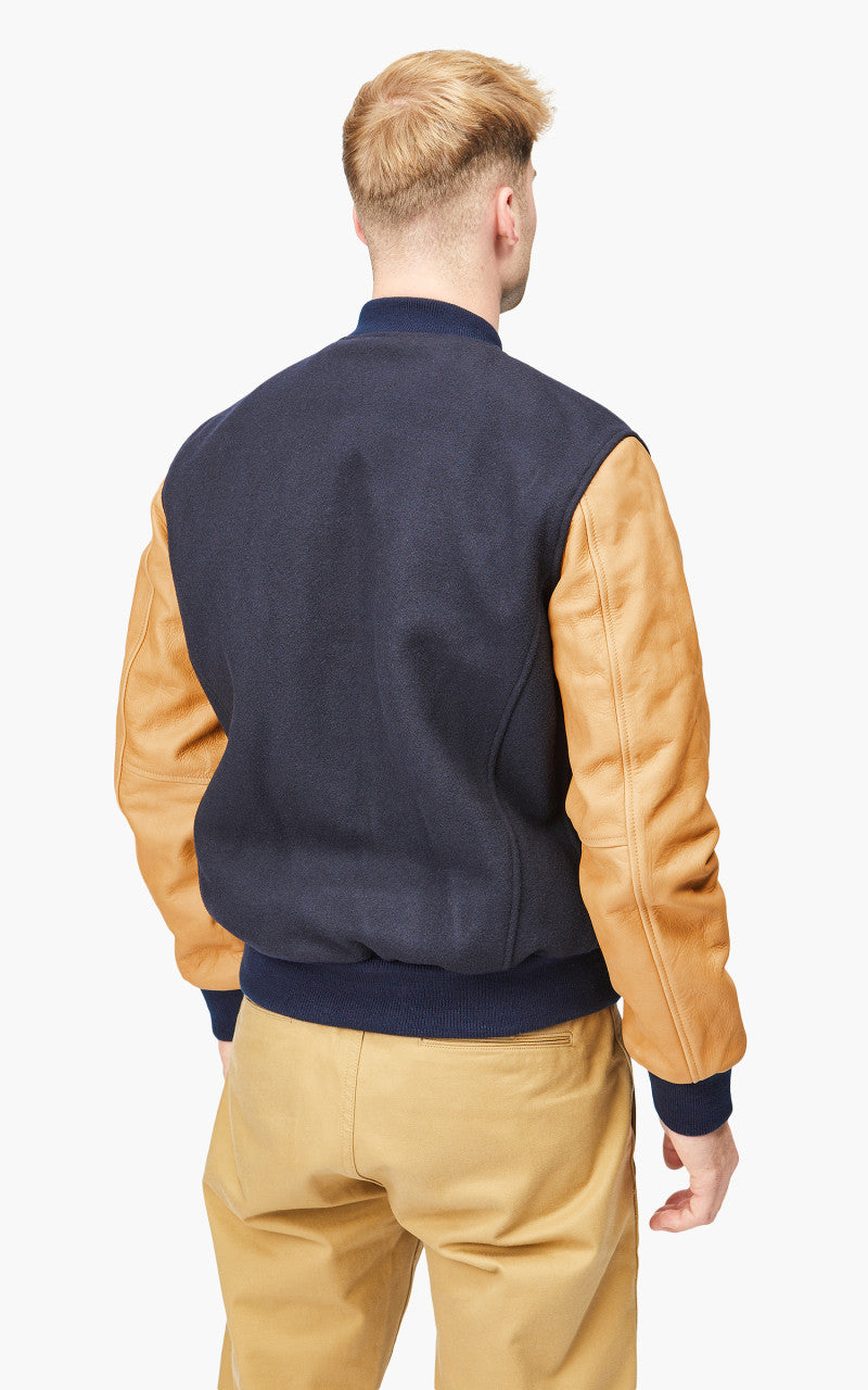Schott NYC Varsity Jacket LCUSA Navy/Cognac