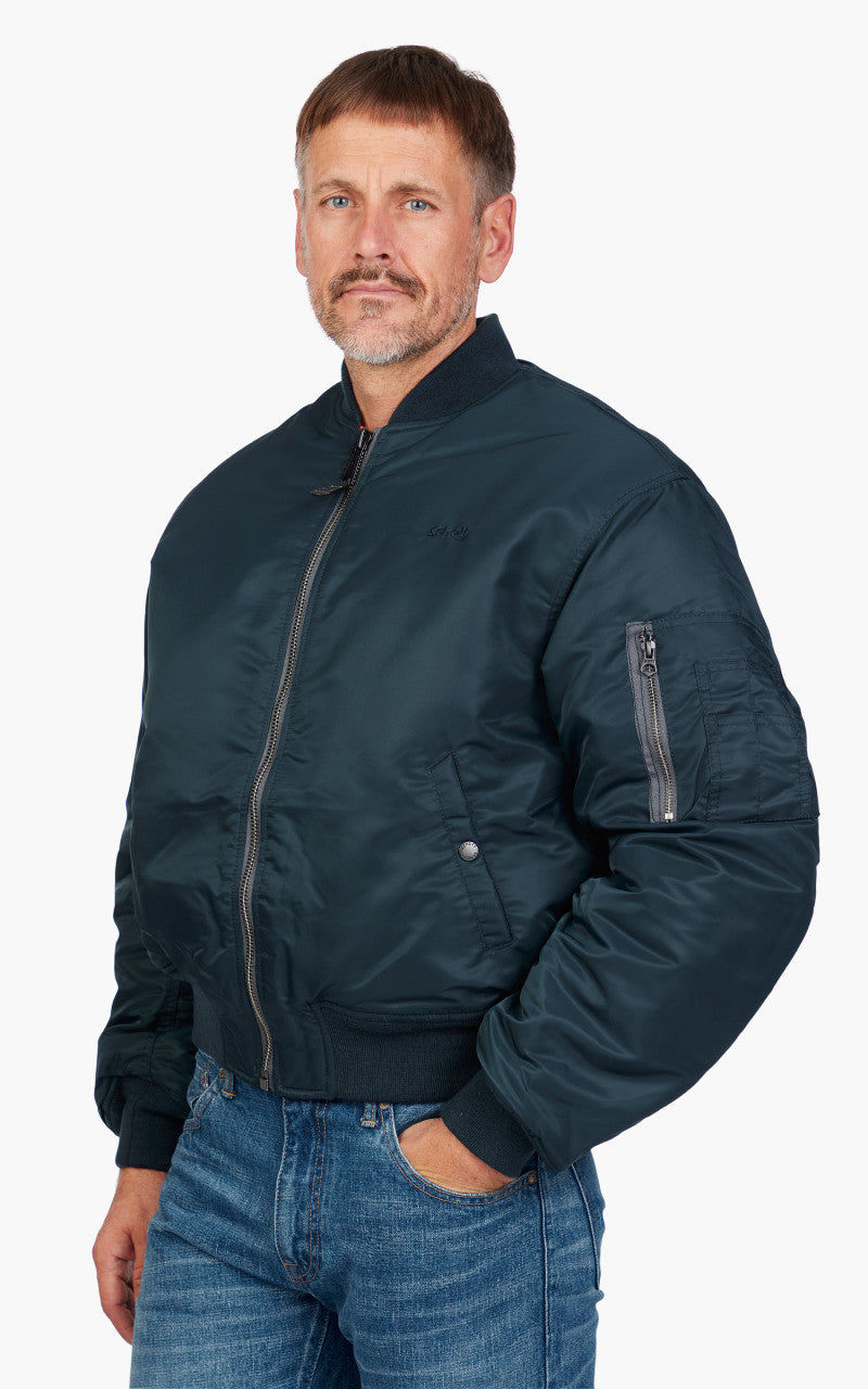 Schott NYC Airforce 90s Fit MA-1 Bomber Jacket Navy