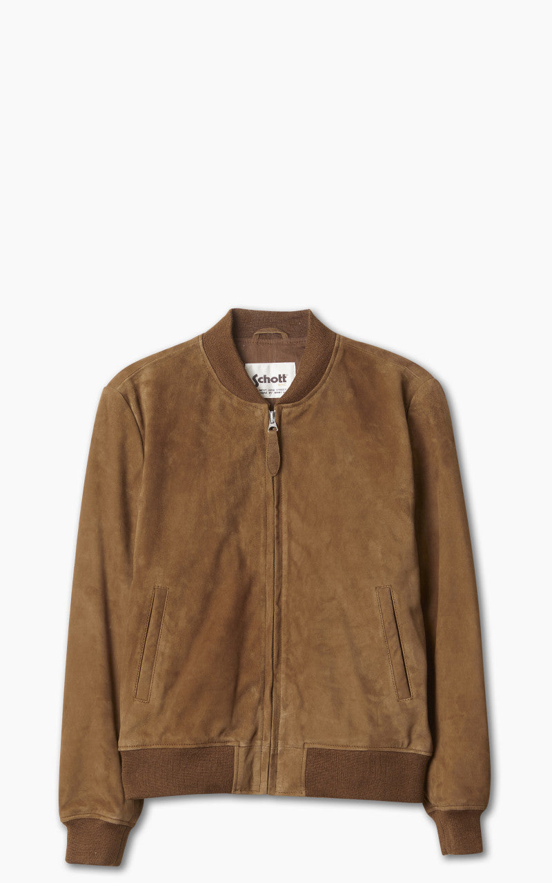 Schott NYC LC300 Suede Bomber Jacket Rust