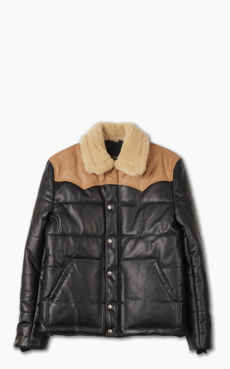 Schott NYC LCDAYTON Rancher Puffer Jacket Black/Cognac