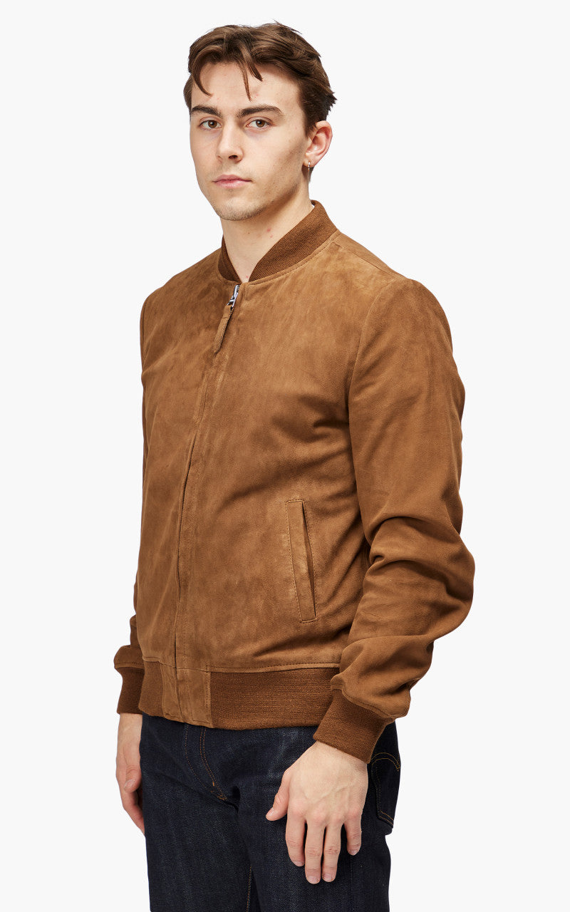 Schott NYC LC300 Suede Bomber Jacket Rust