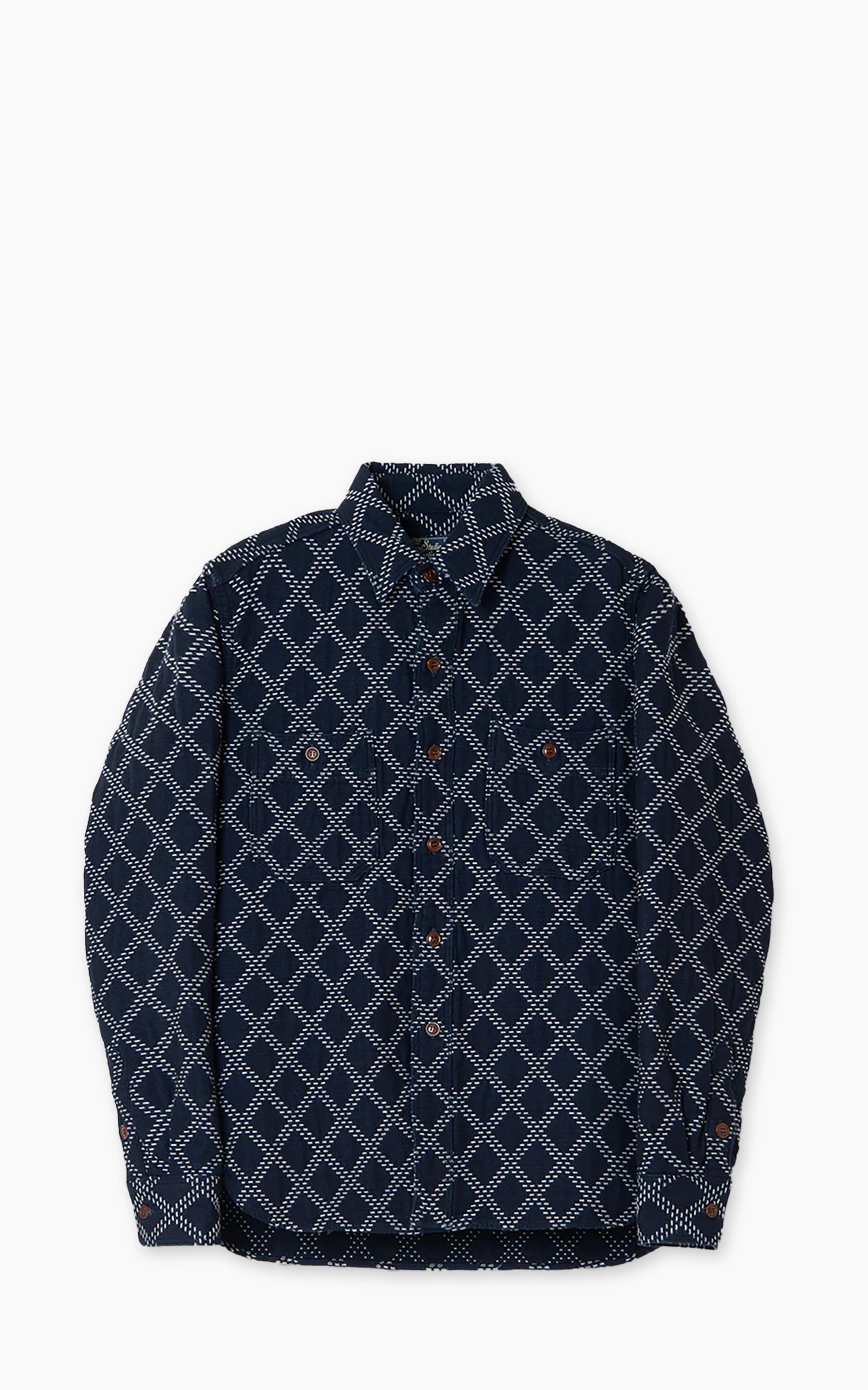 Studio D'Artisan 5728 Indigo Sashiko Dobby Work Shirt Indigo