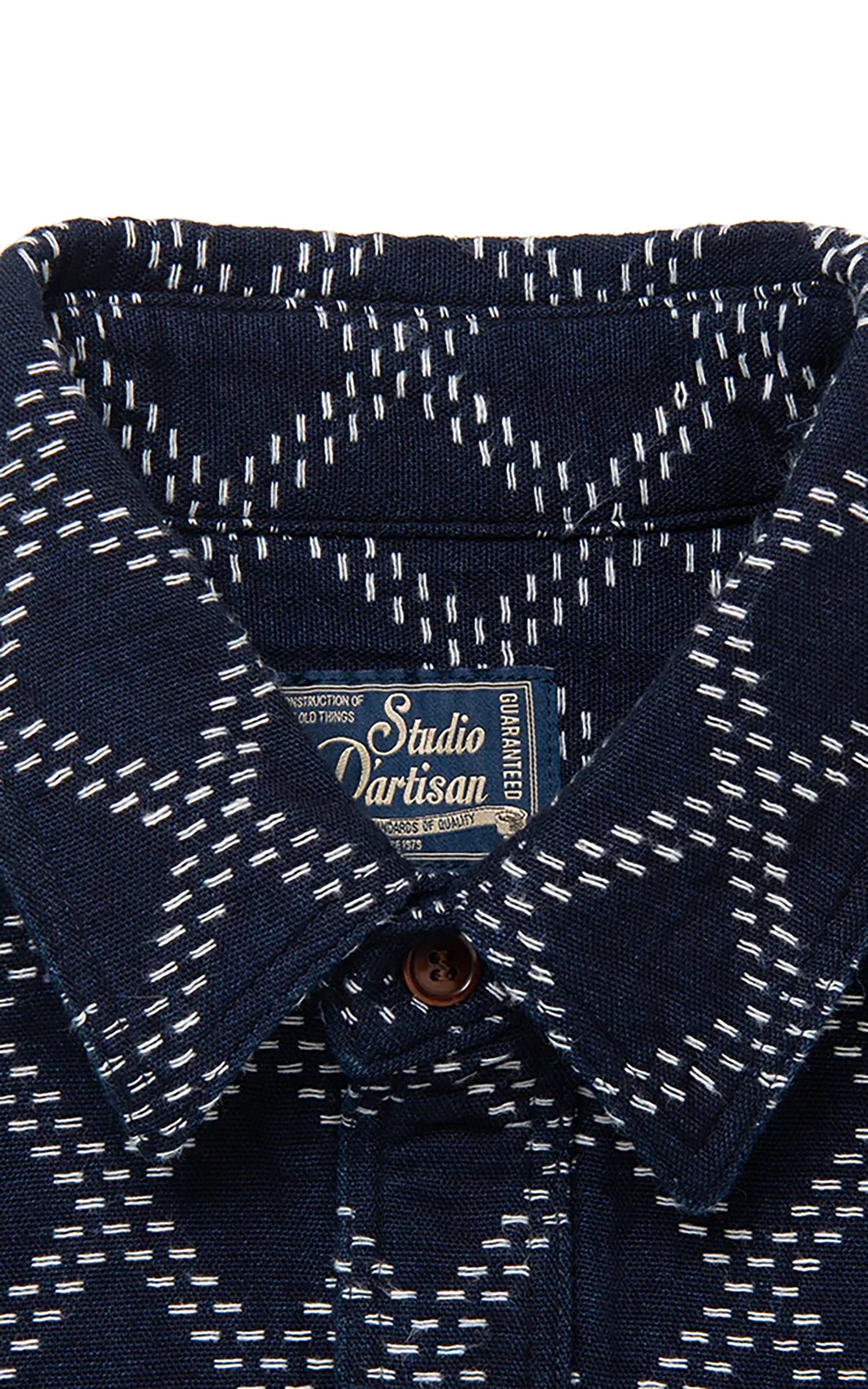 Studio D'Artisan 5728 Indigo Sashiko Dobby Work Shirt Indigo