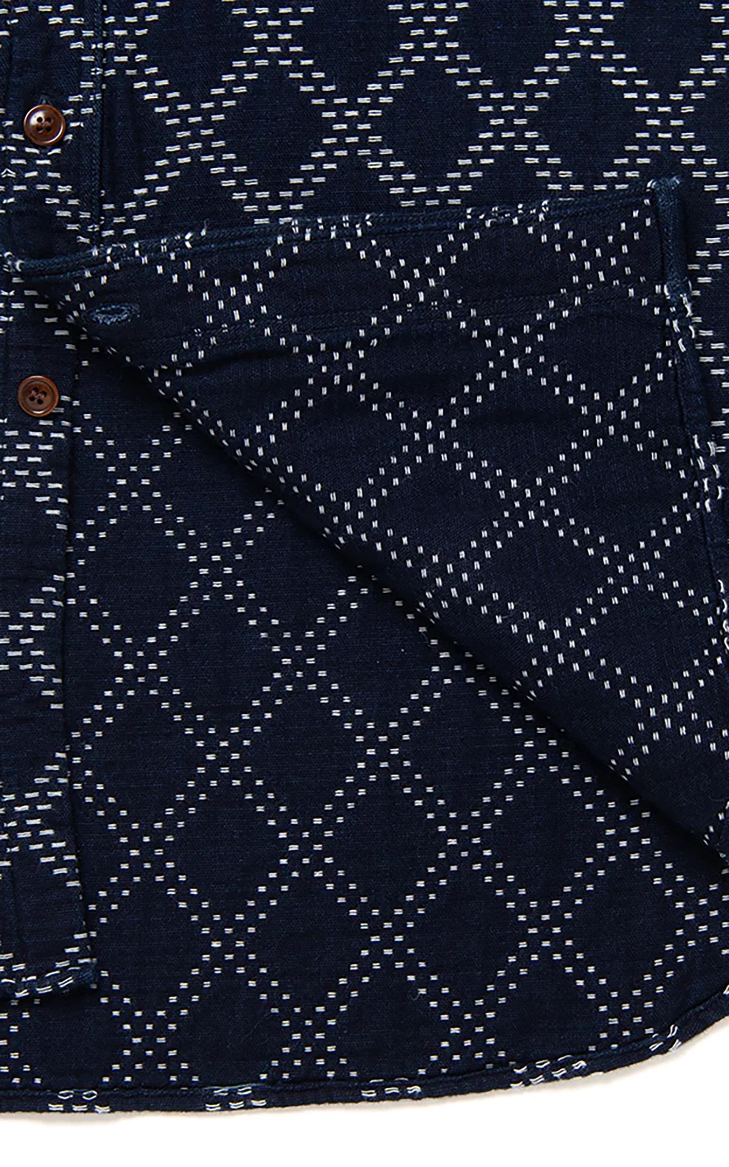 Studio D'Artisan 5728 Indigo Sashiko Dobby Work Shirt Indigo
