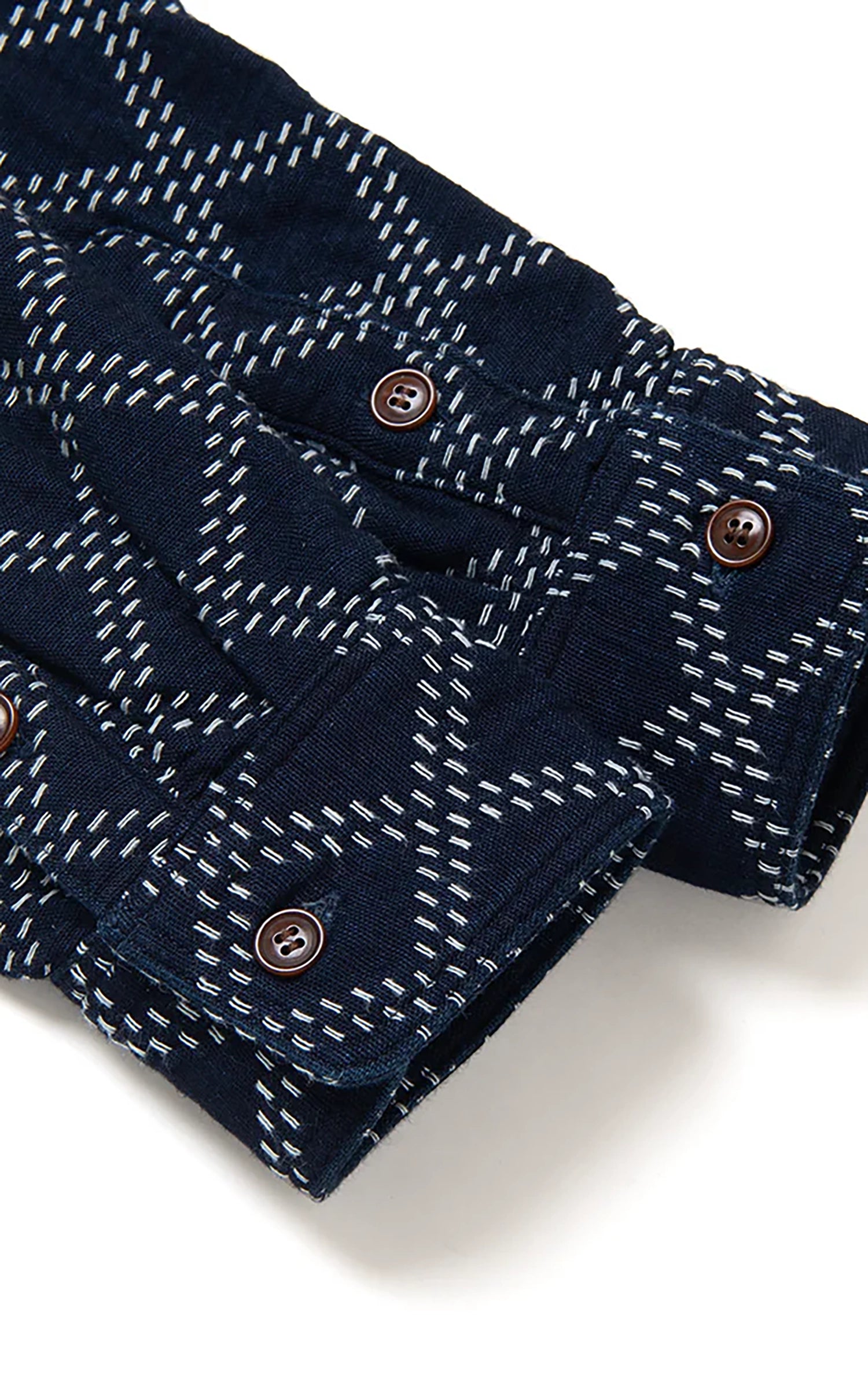 Studio D'Artisan 5728 Indigo Sashiko Dobby Work Shirt Indigo